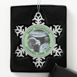 超音波妊娠ジェンダー明らかにソノグラム スノーフレークピューターオーナメント