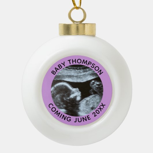 超音波妊娠ジェンダー明らかにソノグラム セラミックボールオーナメント (正面)