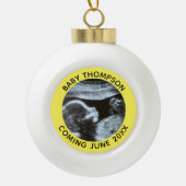 超音波妊娠ジェンダー明らかにソノグラム セラミックボールオーナメント (正面)