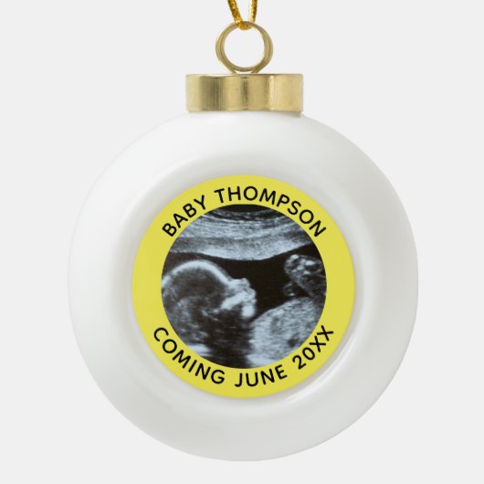 超音波妊娠ジェンダー明らかにソノグラム セラミックボールオーナメント (正面)