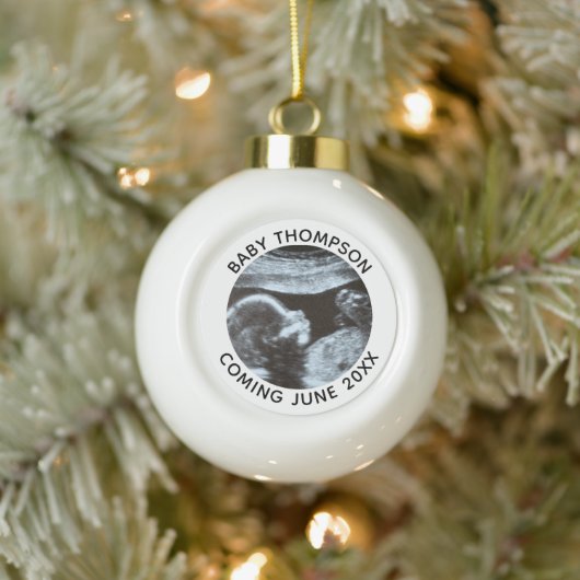 超音波妊娠ジェンダー明らかにソノグラム セラミックボールオーナメント (ツリー)