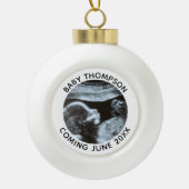 超音波妊娠ジェンダー明らかにソノグラム セラミックボールオーナメント (正面)