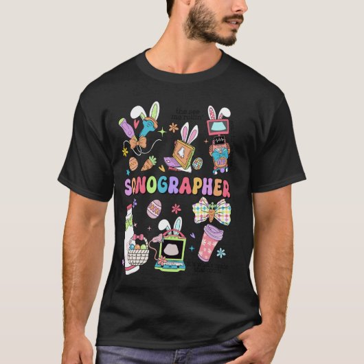 超音波検査技師 イースター バニー 復活祭 看護師 Tシャツ (正面)