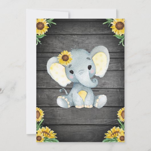 超音波象ベビーシャワー招待状、素朴 招待状 (裏面)