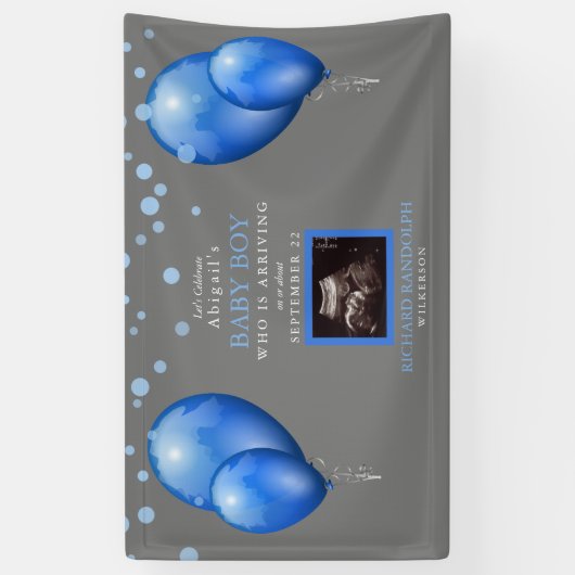 超音波赤ちゃんシャワー少年バナー 横断幕 (縦)