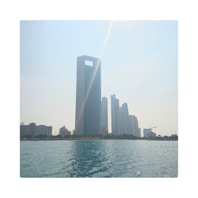 超高層ビルとサンシャイン16"x16"メタルアート メタルプリント (正面)