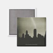 超高層ビルと稲妻のシルエット マグネット (正面/裏面)