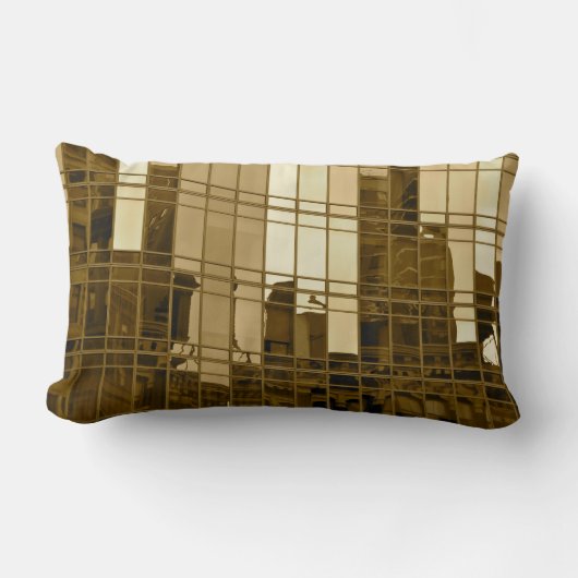 超高層ビルのセピア色front/b&wはプリントの枕を支持します ランバークッション (正面)