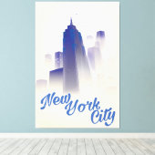 超高層ビルのニューヨークのヴィンテージ旅行ポスター キャンバスプリント (インサイチュ (ウッドフロア))