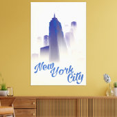 超高層ビルのニューヨークのヴィンテージ旅行ポスター キャンバスプリント (インサイチュ (リビング))