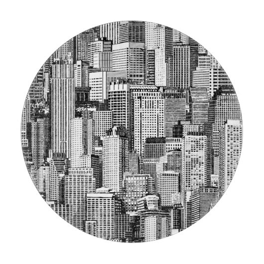 超高層ビルシティアイソメシームレステクスチャ カッティングボード (正面)