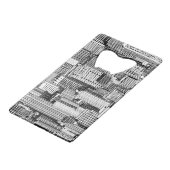 超高層ビルシティアイソメシームレステクスチャ クレジットカード栓抜き (正面アングル)