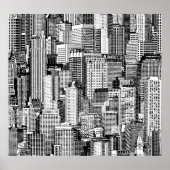 超高層ビルシティアイソメシームレステクスチャ ポスター (正面)