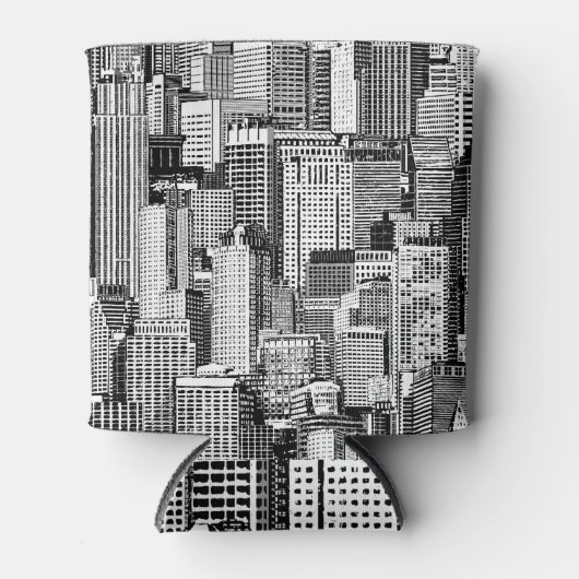 超高層ビルシティアイソメシームレステクスチャ 缶クーラー (正面)