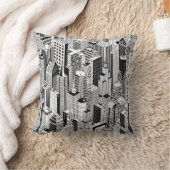 超高層ビルシティイラストレーション、アイソメトリックシームレスp クッション (ブランケット)