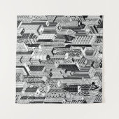 超高層ビルシティイラストレーション、アイソメトリックシームレスp タペストリー (正面(横))