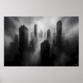 超高層ビル威厳のあるが劇的な霧に包まれる ポスター (正面)
