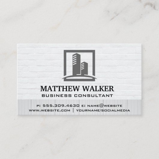 超高層ビル建物 | レンガ材 名刺 (正面)