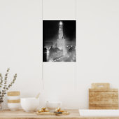 超高層ビル1920年の夜。ヴィンテージ写真 ポスター (キッチン)