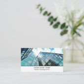 超高層ビル、ウィンドウクリーナー、クリーニングサービス 名刺 (スタンド正面)