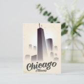 超高層ビル・オブ・シカゴヴィンテージ旅行ポスター ポストカード (スタンド正面)