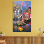 超高層ビル-カラフル抽象芸術絵画の キャンバスプリント (インサイチュ (リビング))