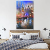 超高層ビル-カラフル抽象芸術絵画の キャンバスプリント (インサイチュ (寝室))