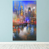 超高層ビル-カラフル抽象芸術絵画の キャンバスプリント (インサイチュ (ウッドフロア))