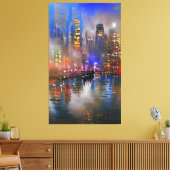 超高層ビル-カラフル抽象芸術絵画の キャンバスプリント (インサイチュ (リビング))