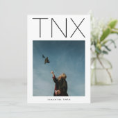 超黒モダンTNXシンプル写真卒業 サンキューカード (スタンド正面)