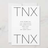 超黒モダンTNXシンプル写真卒業 サンキューカード (裏面)