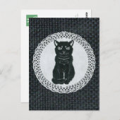 越後(日本国新潟県)の黒猫・切り絵 Postcard ポストカード (正面/裏面)