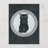 越後(日本国新潟県)の黒猫・切り絵 Postcard ポストカード (正面)