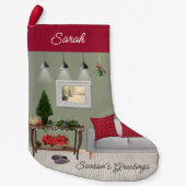 趣のあるクリスマスのシーン スモールクリスマスストッキング (正面)
