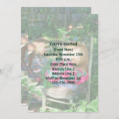 趣のあるフラワーガーデンパーティー 招待状 (正面/裏面)