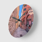 趣のあるフランスの路地 ラウンド壁時計 (傾斜)