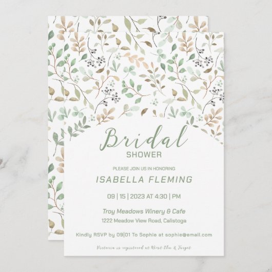 趣のあるペイントの花のウェディングシャワー招待状 招待状 (正面/裏面)