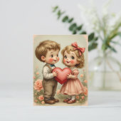 趣のあるヴィンテージ バレンタインデー シーズンカード (スタンド正面)