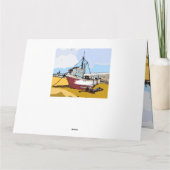 趣のある漁船の編集可能なグリーティングカード カード (裏面)