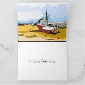 趣のある漁船の編集可能なグリーティングカード カード (内部)