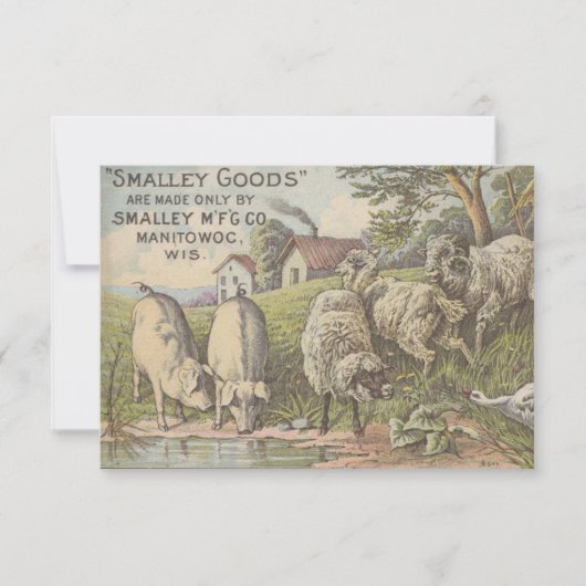 趣のある農家の動物の国のシ素朴ーン サンキューカード (正面)