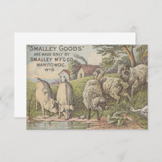 趣のある農家の動物の国のシ素朴ーン サンキューカード (正面/裏面)