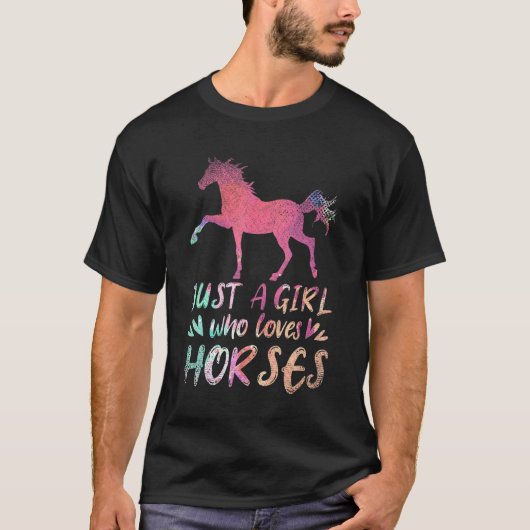 趣味が大好きな女の子だけに乗馬する馬術女性 Tシャツ (正面)