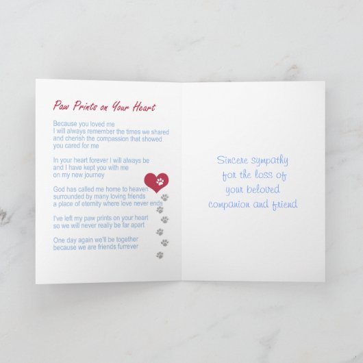 "足あなたのハートで"は犬のカスタムの写真印刷します カード (内部)