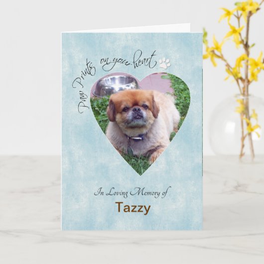 "足あなたのハートで"は犬のカスタムの写真印刷します カード (黄色い花)