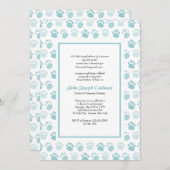 足で青い獣医学校卒業を印刷 招待状 (正面/裏面)