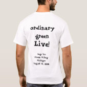 足のインで生きている通常の緑 Tシャツ (裏面)