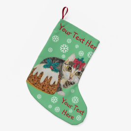 足のクリスマスを舐めているかわいい子ネコの灰色の虎猫 スモールクリスマスストッキング