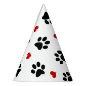 足のプリントおよびハート パーティーハット (左)