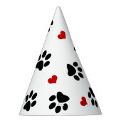 足のプリントおよびハート パーティーハット (右)